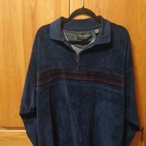 Evan Picone Men's Navy and Maroon Quarter-Zip Shirt